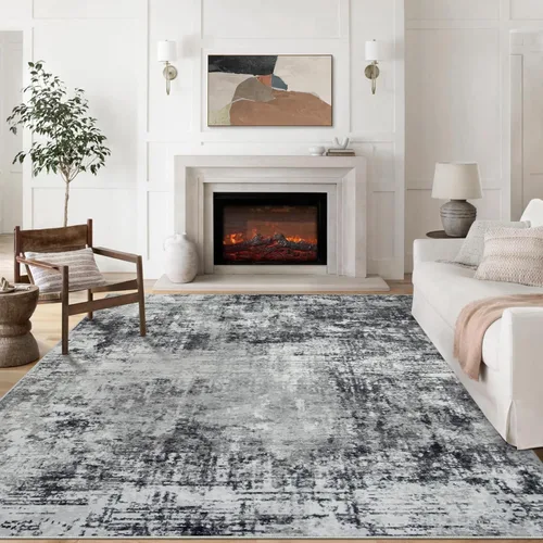 Miniatura 21 de Alfombra lavable de 4 x 6 pies para sala de estar, alfombra grande moderna para comedor y dormitorio, antideslizante, pelo bajo, 4 x 6 pulgadas