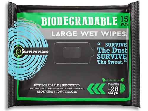 Miniatura 10 de Surviveware Toallitas biodegradables para hombres o mujeres – Toallitas húmedas para la ducha, cara, cuerpo y glúteos, al aire libre, viajes