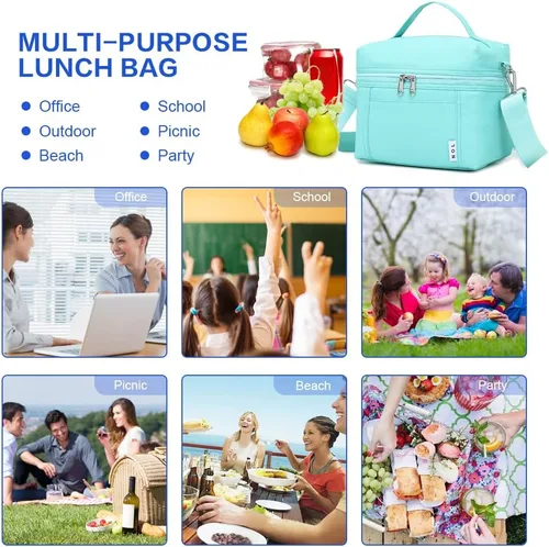 Miniatura 2 de NOL Natural Organic Lifestyle - Bolsas de almuerzo aisladas para mujer, bolsa enfriadora, ligera, de nailon, impermeable, lonchera para el trabajo