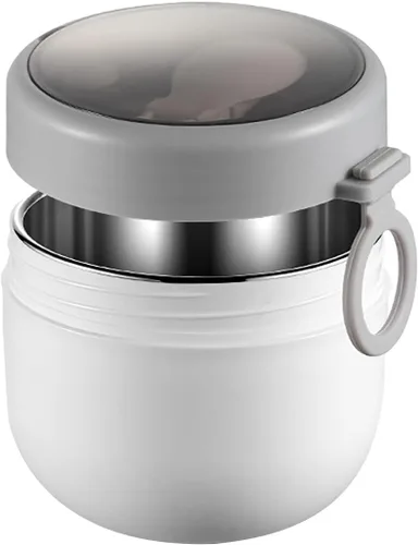 Miniatura 8 de Aphmeir Recipientes de avena con tapas, de acero inoxidable de 20 onzas en el interior, tarros de avena con cuchara, frascos de comida aislados, Azul