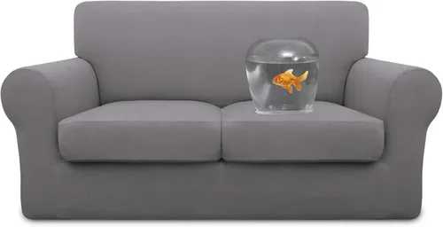 Miniatura 30 de Easy-Going Funda de sofá 100% impermeable doble de 3 piezas, elástica, suave, para perros, para sofá de 2 cojines separados, protector de muebles a