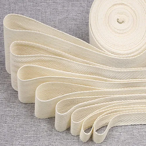 Miniatura 4 de Cinta de sarga de algodón de 1 pulgada, 55 yardas, rollo de cinta natural suave para costura, manualidades, decoración del hogar, color beige