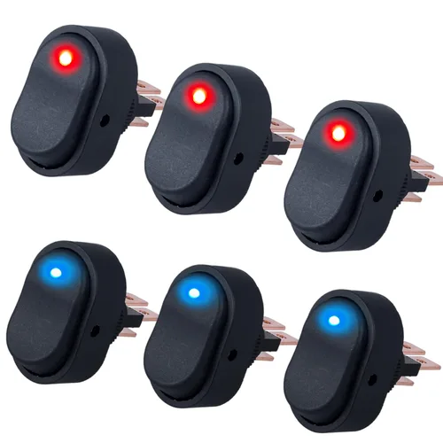 Miniatura 7 de 6 interruptores basculantes de barco con luz LED, interruptor de palanca de encendido y apagado de forma ovalada 3 pines SPST 12 V 30 A