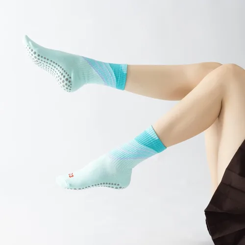 Miniatura 5 de Yoga Pilates Socks with Grips for Women Non Slip Solid Graffiti Cushioned Crew Socks for Barre Ballet Dance