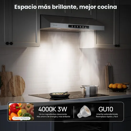 Miniatura 6 de VIKIO HOME Campana extractora para debajo del gabinete de 30 pulgadas, Campana extractora de cocina de acero inoxidable de 900CFM, Control