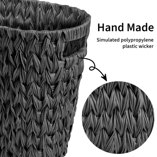 Miniatura 4 de GRANNY SAYS Cesta de basura de mimbre, papelera impermeable para baño, cestas de basura decorativas boho con asas, papelera para dormitorio