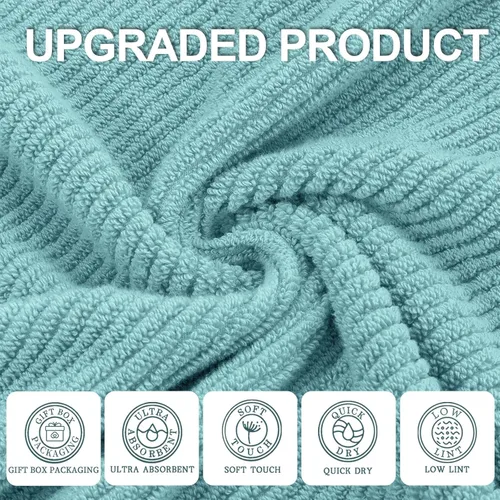 Miniatura 260 de VOOVA & MOVAS Toallas de mano blancas - 100% algodón Ligeras Gruesas Secado rápido Suaves Absorbentes, paquete de 4 piezas grandes de 18