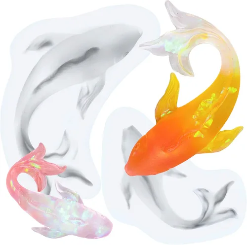Goldfish - Moldes de silicona de resina epoxi Koi Fish Suministros para hacer joyas, decoración de pasteles de fondant, herramientas para hornear