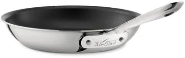 All-Clad D55110NSR1 D5 - Sartén de acero inoxidable pulido 18/10 de 5 capas, apta para lavavajillas, antiadherente, 10 pulgadas, color plateado