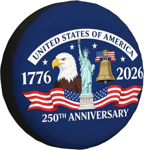 250 Anniversary of US Spare Tire Cover Dust-Proof UV Sun Wheel Covers Fit for Trailer, RV, SUV and Many Vehicle 14 inch Wheel