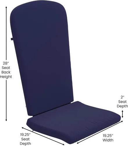 Miniatura 5 de BizChair Juego de 2 cojines para sillas Adirondack, cojines de tela azul, acolchados de 2 pulgadas de grosor, para interiores y exteriores, cojines