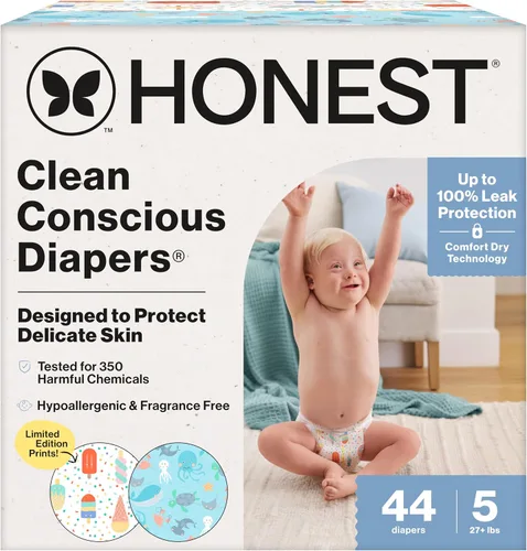 Miniatura 39 de The Honest Company Clean Conscious - Pañales para pieles delicadas, hasta un 100% a prueba de fugas, hipoalergénicos, sin fragancia, género neutro