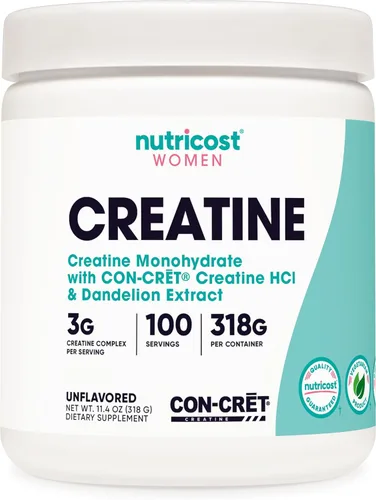 Miniatura 10 de Nutricost Monohidrato de creatina en polvo para mujeres, micronizado, limonada de fresa, 100 porciones, vegetariano, sin OMG, sin gluten
