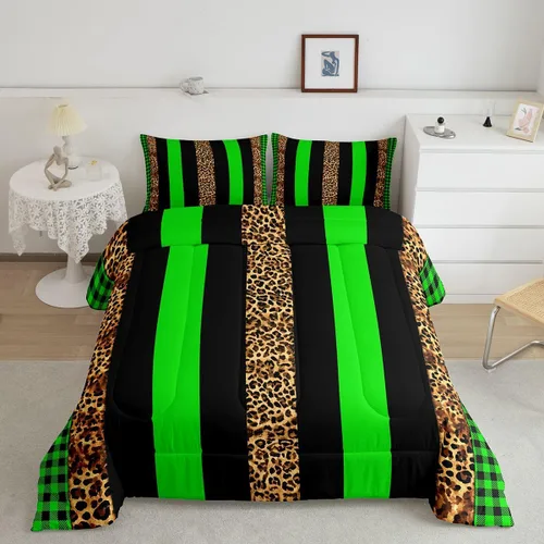 Miniatura 33 de Juego de edredón Manfei Leopardo Rosa Tamaño Individual, Juego de ropa de cama con estampado de cebra negro y blanco 2 piezas para decoración