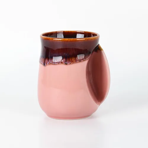 Miniatura 10 de Selamica - Taza de porcelana de 18 onzas con calentador de manos para diestros, taza de café, taza de té para familiares y pareja - Azul