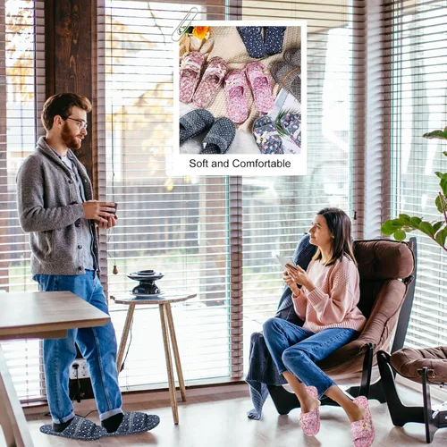 Miniatura 2 de Chuarry 10 pares de pantuflas de algodón floral para invitadas, mujeres, lavables, de algodón, con puntera abierta, para hotel, viajes, avión, spa