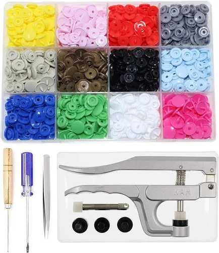 KAM - Botones de presión + alicates a presión, kit de sujetadores de arranque, 384 juegos de 12 colores, tamaño 20 T5 KAM Snap sujetadores de