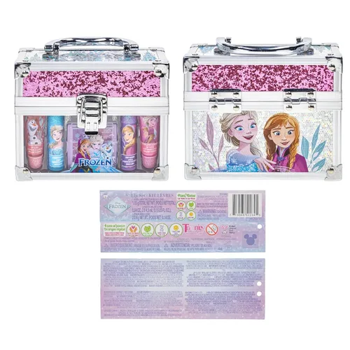 Miniatura 8 de Conjunto de maletín mini tren de belleza de Frozen de Disney incluye tubo de brillo labial, bálsamo labial, brillo labial compacto para niñas