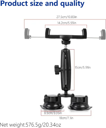 Miniatura 2 de Pilots - Soporte para tablet con ventosas dobles fuertes, soporte universal para iPad para aviones, coche, barco, camión, parabrisas, compatible