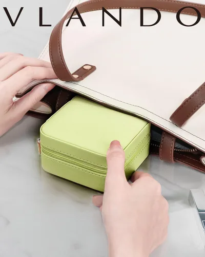 Miniatura 75 de Vlando Regalos de boda – Organizador de viaje de joyería pequeña de piel sintética, estuche de viaje para anillo, mini joyero para aretes, collar