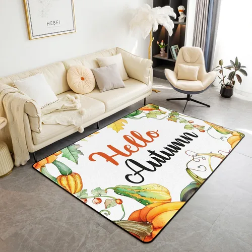 Miniatura 19 de Bonita alfombra de pavo de 3 x 5 para niños y niñas, alfombra de cosecha de Acción de Gracias, alfombra de decoración de otoño antideslizante