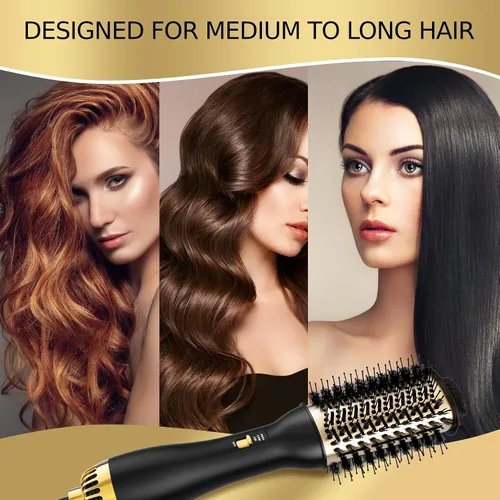 Miniatura 7 de Cepillo de aire caliente 4 en 1 con barril ovalado, herramienta de peinado de grado de salón para todo tipo de cabello