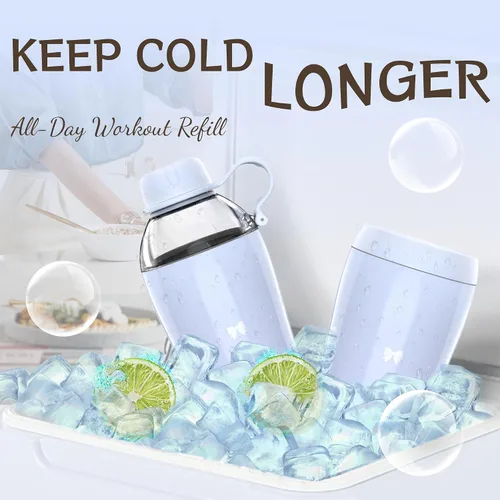 Miniatura 8 de Bow - Botella de agua aislada para mujeres, botellas de agua de acero inoxidable de 18 oz, de doble pared, 2 tapas (para beber y vaso) - Hidrata