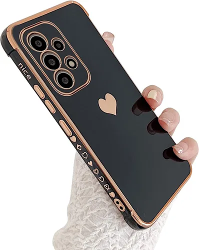 Miniatura 61 de phylla Funda de teléfono compatible con Samsung Galaxy A12 de 6.5 pulgadas, lindo corazón chapado en oro, elegante funda de lujo para mujer