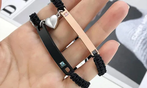 Miniatura 2 de MEALGUET - Pulseras magnéticas personalizadas para parejas de atracción mutua, pulseras de identificación trenzadas con nombre, conjunto de pulseras