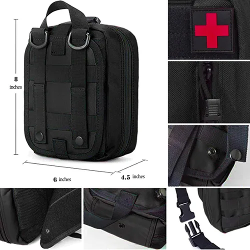 Miniatura 4 de Kit de primeros auxilios, mochila de supervivencia, kit de trauma, bolsa médica EMT, organizador de equipo táctico al aire libre, bolsa Molle