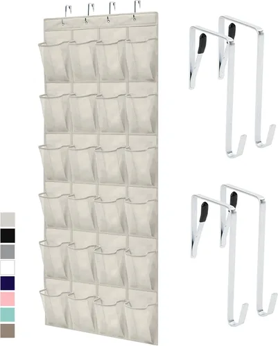 Miniatura 14 de Gorilla Grip - Zapatero para colgar en la puerta, 24 bolsillos de malla para sostener hasta 40 libras, organizador para parte trasera del armario