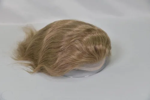 Miniatura 3 de Voloria Toupee para hombres 100% cabello humano europeo suizo frente encaje frontal natural piezas de cabello 0.003 in piel fina PU V-looped sistema