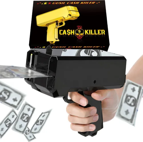 Gusil Pistola de dinero, cañón de efectivo, facturas de cañón, pistola de juguete de lluvia, pistola de efectivo de mano para películas de juegos,