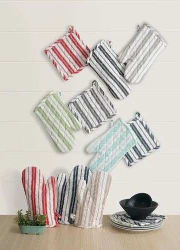 Miniatura 5 de Juego de guantes de horno y soportes para ollas - Guantes resistentes al calor duraderos - Mitones gruesos para cocina - Adecuados para cocinar