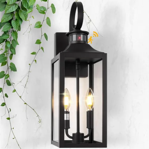 Miniatura 12 de Luz de exterior con sensor de movimiento dorada de 20 pulgadas, gran lámpara de iluminación al aire libre del atardecer al amanecer, lámpara