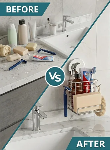 Miniatura 6 de Soporte para cepillos de dientes, ventosa, montaje en la pared, pasta de dientes y cepillos de dientes, estante para jabonera o teléfono, potente
