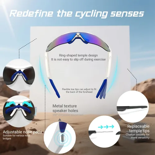 Miniatura 6 de Gafas de música inteligentes para ciclismo, gafas deportivas Bluetooth con altavoz, gafas de sol polarizadas Bluetooth para hombres y mujeres