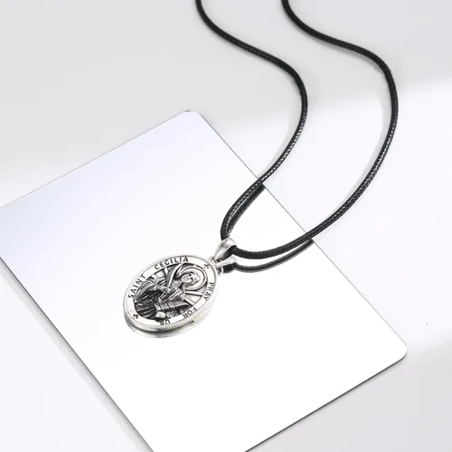 Miniatura 508 de Collar de plata de ley 925 con medalla de San Patrón, colgante de protección católica, amuleto, joyería religiosa para hombres y mujeres