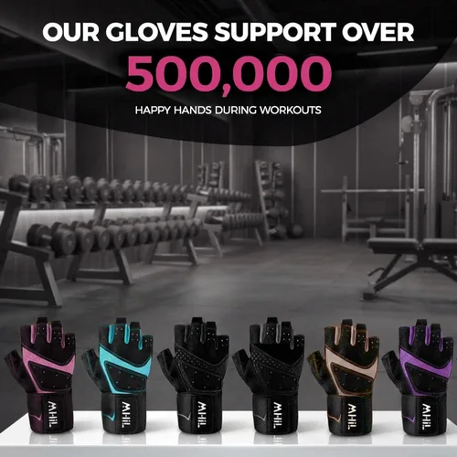 Miniatura 9 de MhIL Guantes de entrenamiento para mujer – Guantes de gimnasio transpirables para mujer con protección de palma y agarre mejorado – Guantes