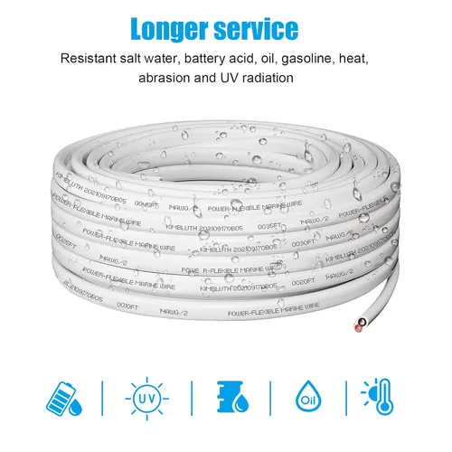 Miniatura 7 de Cable Marino Dúplex de Alambre de Calibre 14 de Cobre Estañado para Barco, 40 pies 14 AWG Estándar USA OFC Alambre de Cobre Libre de Oxígeno
