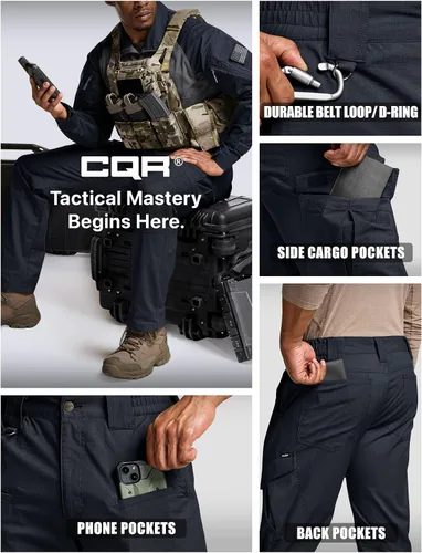 Miniatura 8 de CQR Men's Flex Ripstop Tactical Pants, Water Resistant Stretch Cargo Pants, Lightweight EDC Hiking Work Pants