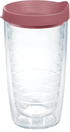 Tervis Vaso de Viaje con Tapa Transparente y Colorido con Aislamiento de Doble Pared Fabricado en Estados Unidos Mantiene las Bebidas Frías y Tapa