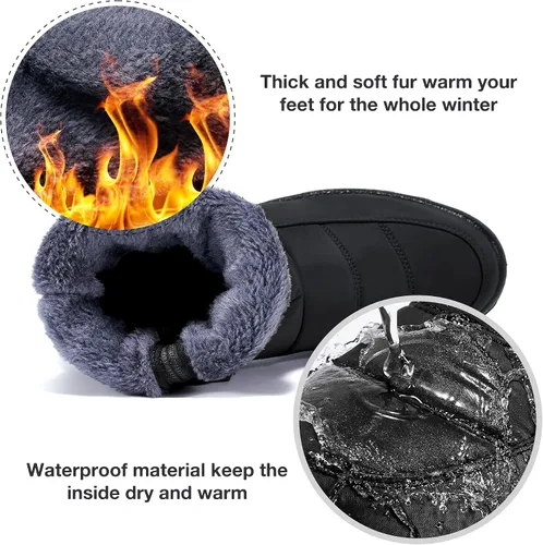 Miniatura 4 de Botas de nieve de invierno para mujer con soporte de arco para exteriores, con forro de piel cálida, botines con cremallera, impermeables, cómodos