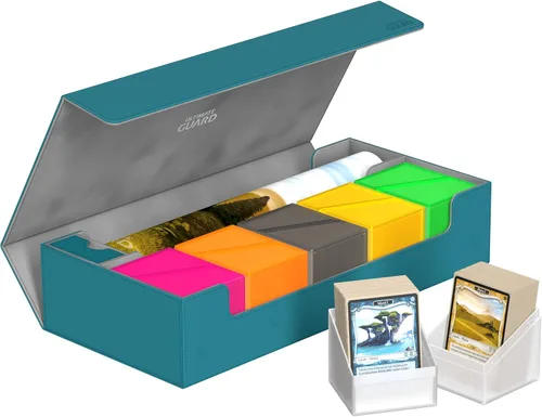 Miniatura 8 de Ultimate Guard Superhive 550+, Estuche para Mazo para 550 Cartas TCG con Doble Funda, Petrol/Gris, Compatible con Boulders, Cierre Magnético y Forro