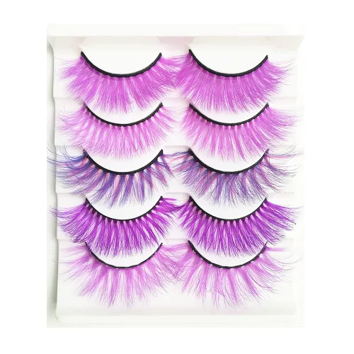 Miniatura 9 de Pestañas de colores para Halloween, Pascua, imitación de visón, pestañas postizas con color largas y dramáticas para fiesta, pestañas postizas