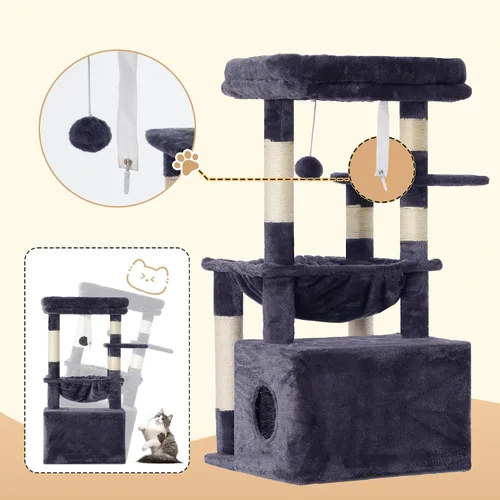 Miniatura 7 de Heybly - Árbol para gatos, torre con cuna grande y suave, condominio para gatos con espaciosa cueva para gatos con espacio oculto, postes de rascado