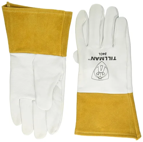 John Tillman and Co. - Guantes para soldadura 24CL con gránulos, Pearl Kidskin MIG/TIG con puño de 4 pulgadas, dedos rectos e hilos Kevlar, grande