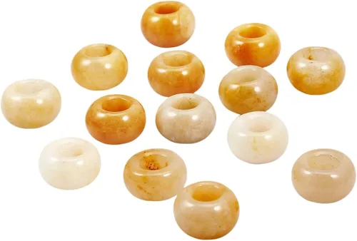 Miniatura 4 de SUNYIK Abalorios sueltos de jade amarillo con agujero grande (0.236 pulgadas), cuentas europeas para pulseras y joyas, paquete de 20 Jade