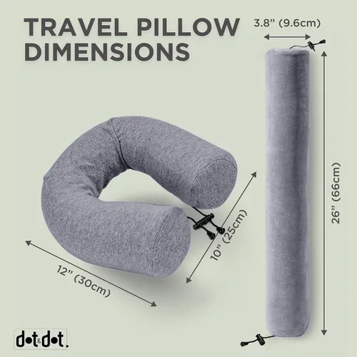 Miniatura 6 de Dot&Dot Almohada de viaje de espuma viscoelástica para aviones - Almohada de viaje para dormir - Almohada de avión para soporte de cuello, barbilla