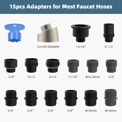 Miniatura 4 de iFealClear Cabezal de repuesto para grifo de cocina con 15 adaptadores, 3 funciones extraíbles para fregadero de cocina, cabezal rociador compatible